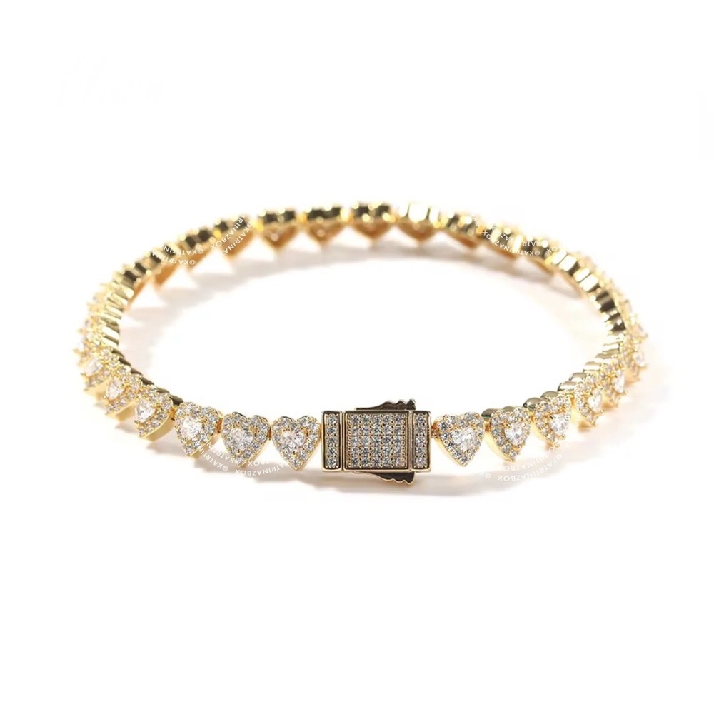 Gold Heart Bracelet 7inch